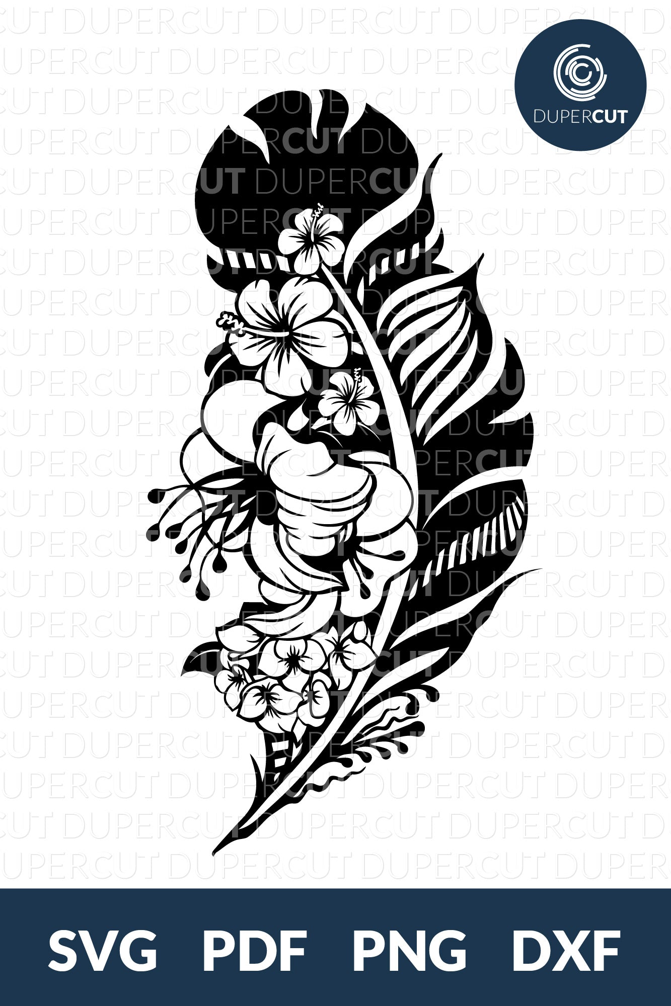FLOWER FEATHER - SVG / PDF / DXF / PNG