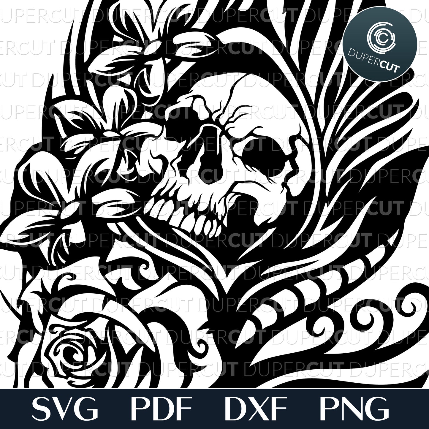 GOTHIC SKULL FEATHER - SVG / PDF / DXF / PNG