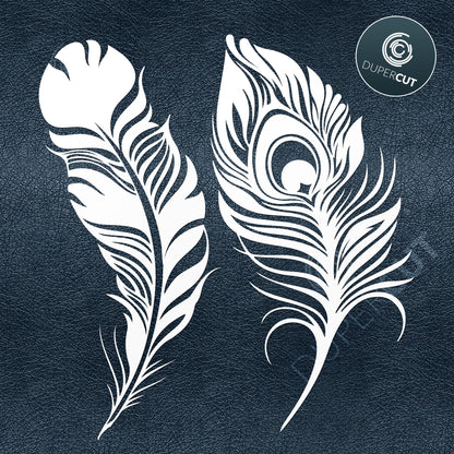 Paper cutting template - Feathers - Peacock feather silhouette