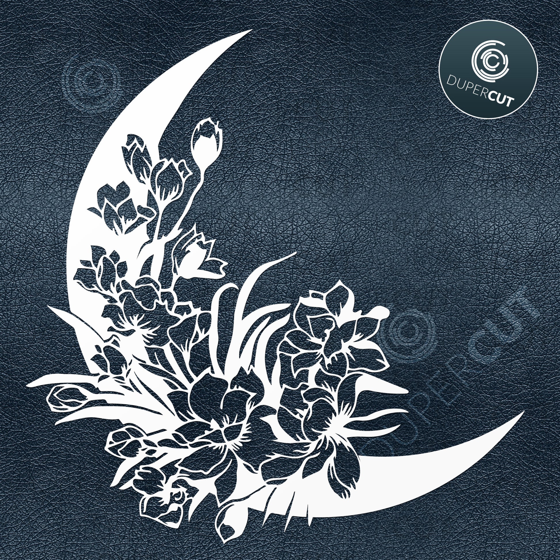 Papercutting Template - Flower Bouquet - Floral Moon