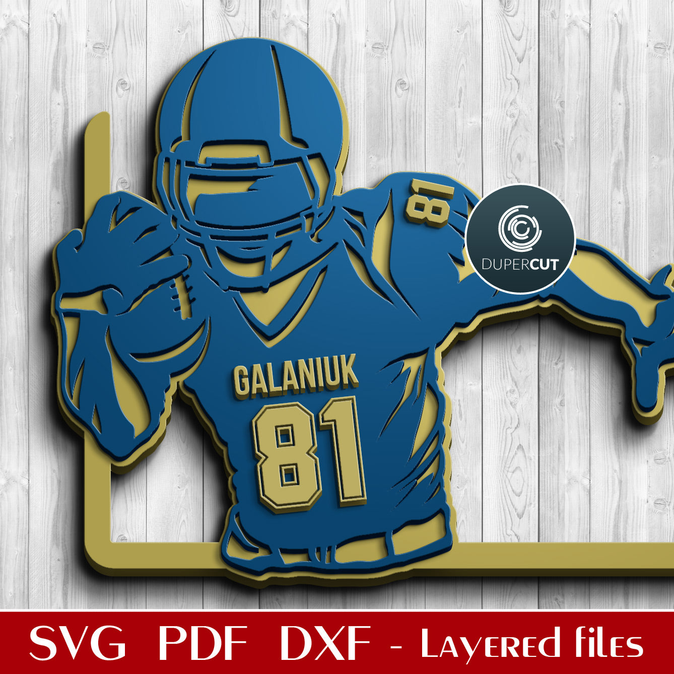 Customizable Sports Hockey Football Player Jersey pattern template SVG /  DXF / AI for cnc, cricut, glowforge