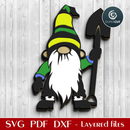 Garden gnome DIY yard decoration - SVG DXF layered cut files for golowforge, cricut, silhouette cameo, cnc plasma machines, scrollsaw pattern by www.DuperCut.com