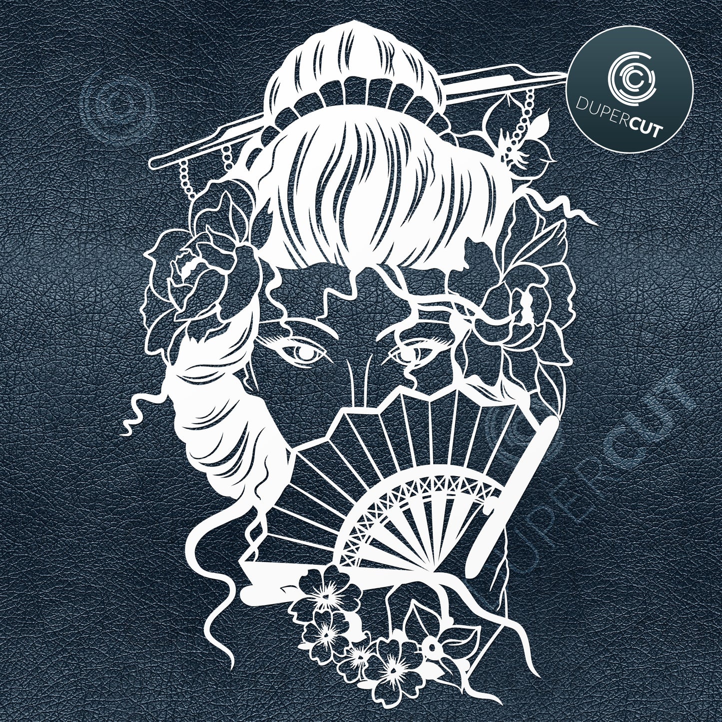 Paper cutting template - Custom Apparel design - Geisha Illustration
