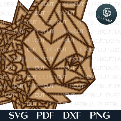Layered geometric Cat - SVG PDF DXF laser cutting files for Cricut, Glowforge, Silhouette Cameo, CNC Plasma machines