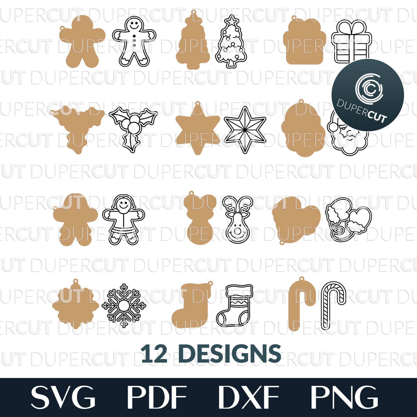 GINGERBREAD BUNDLE - 12 designs - SVG / PDF / DXF