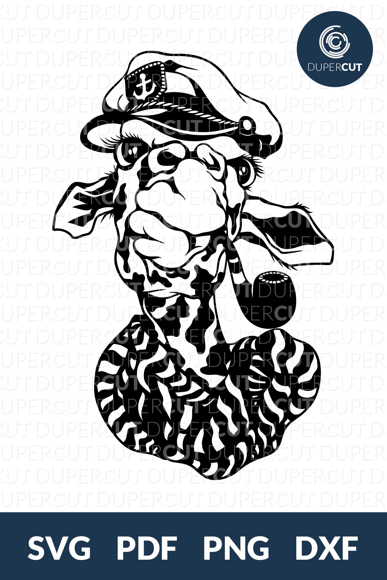 Black and white giraffe line art illustration. SVG PNG DXF cutting files for Cricut, Silhouette, Glowforge, print on demand, sublimation templates