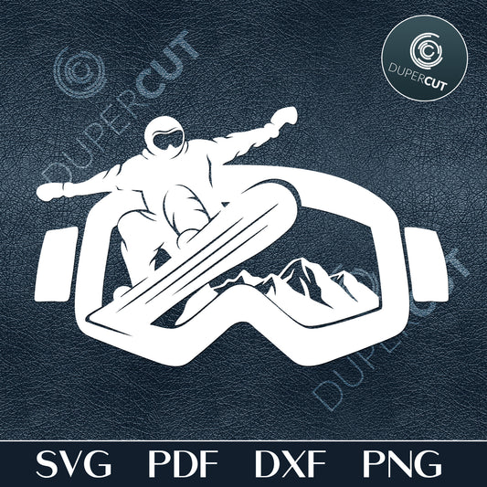 Snowboarder goggles, vinyl cutting  template - SVG DXF PNG files for Cricut, Glowforge, Silhouette Cameo, CNC Machines