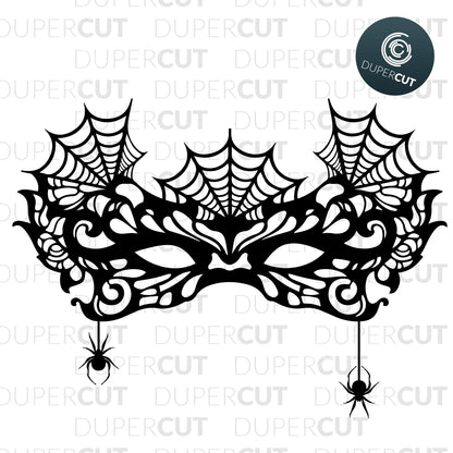 Paper Cutting Template - Halloween Mask - Spider web