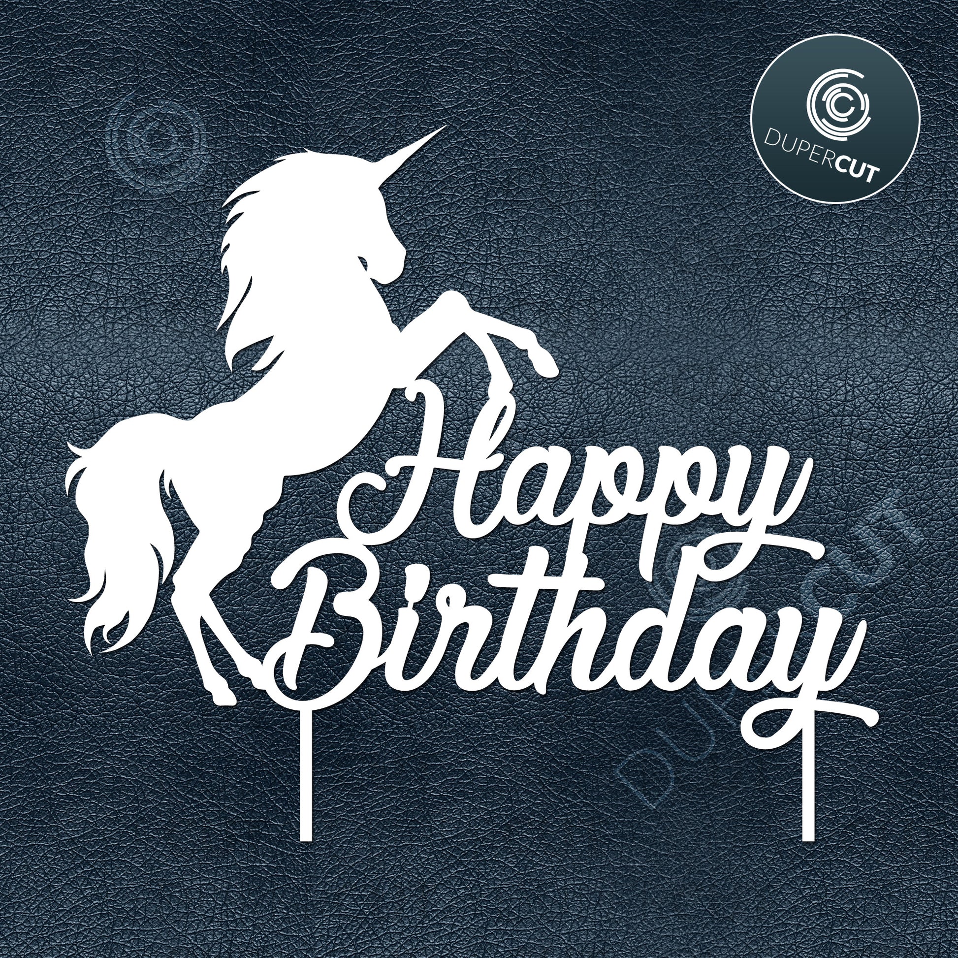 DIY Cake topper template - Unicorn Happy birthday