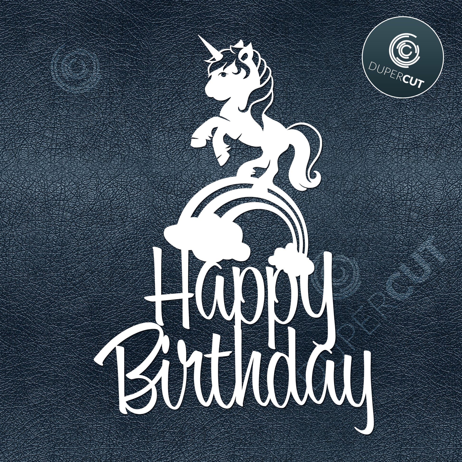 DIY Cake topper template - Happy Birthday Unicorn