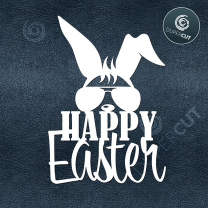 Paper Cutting Template - Happy Easter Bunny Cake topper
