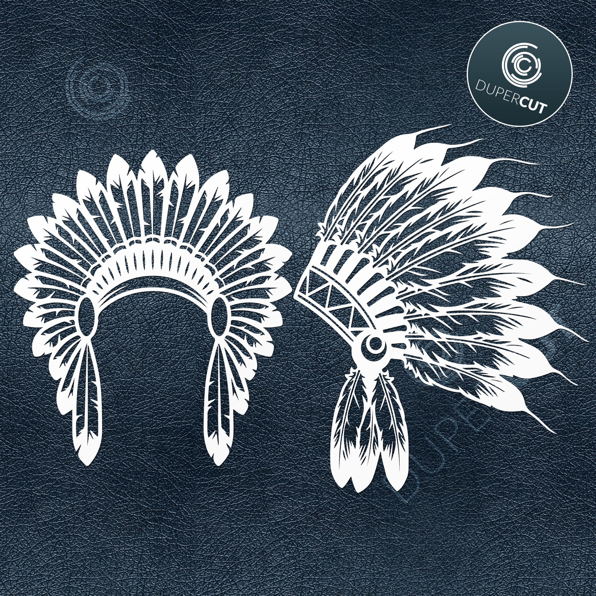 Paper cutting template - Native american headdress illustration - SVG PNG DXF files for cutting machines: Cricut, Silhouette Cameo, Glowforge, CNC