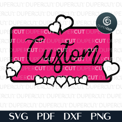 Wedding frame with hearts - personalized sign - SVG DXF layered cutting files for Glowforge, Cricut, Silhouette Cameo, CNC plasma machines by DuperCut
