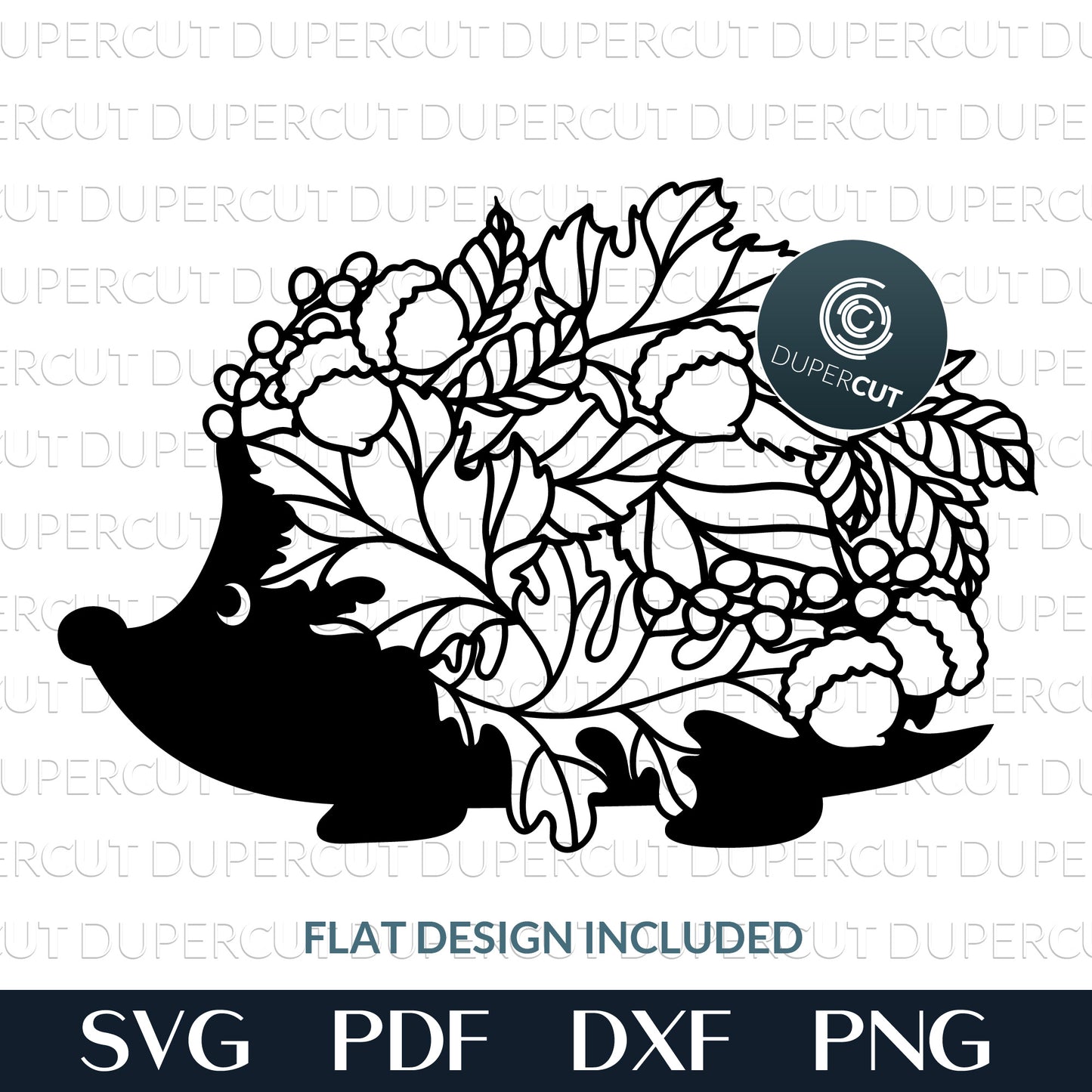 Fall leaves hedgehog line art - cutting files SVG PDF DXF files for vinyl, papercutting, Glowforge, Cricut, Silhouette cameo, CNC plasma machines