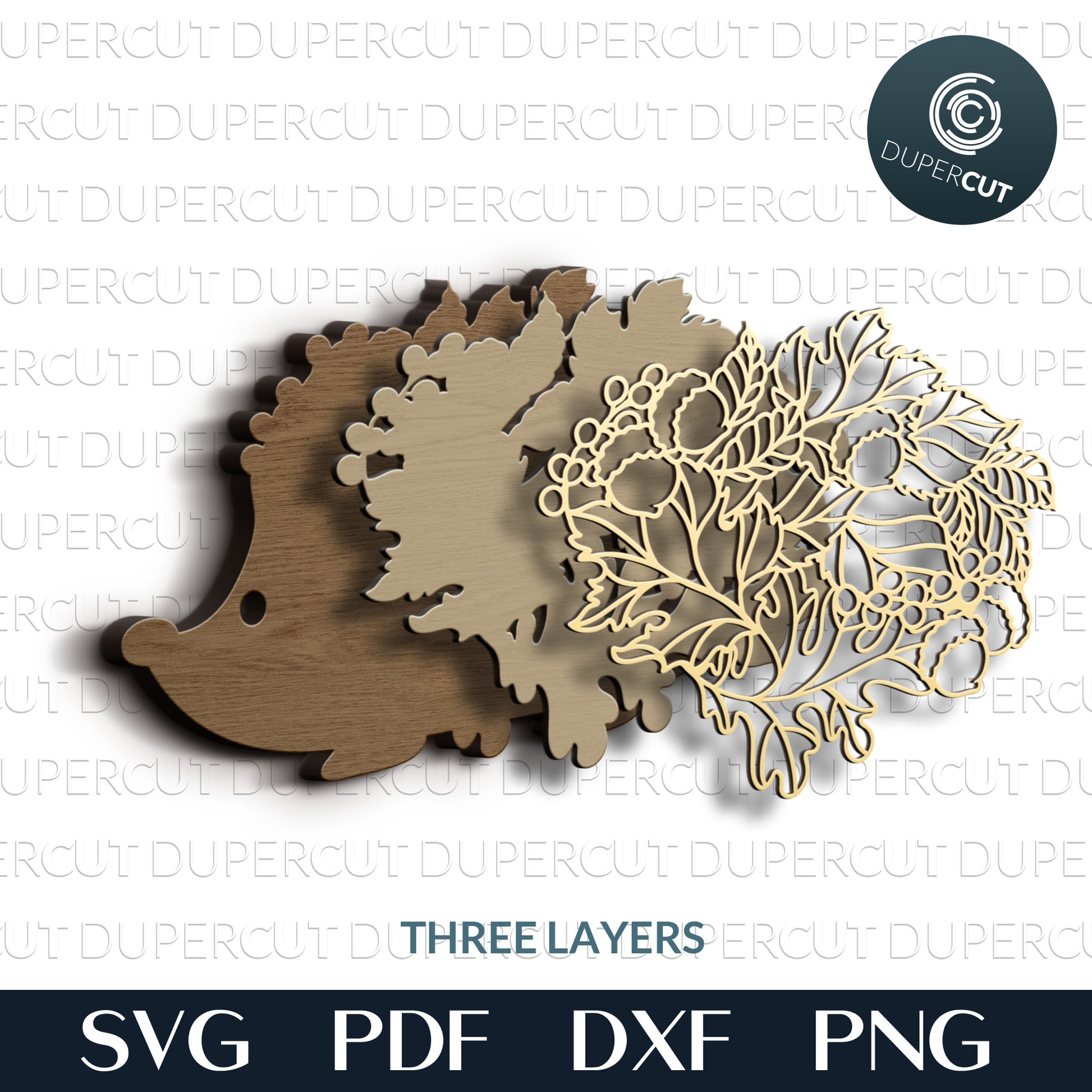 Abstract cute hedgehog - layered cut files SVG PDF DXF template for Glowforge, Cricut, Silhouette cameo, CNC plasma machines