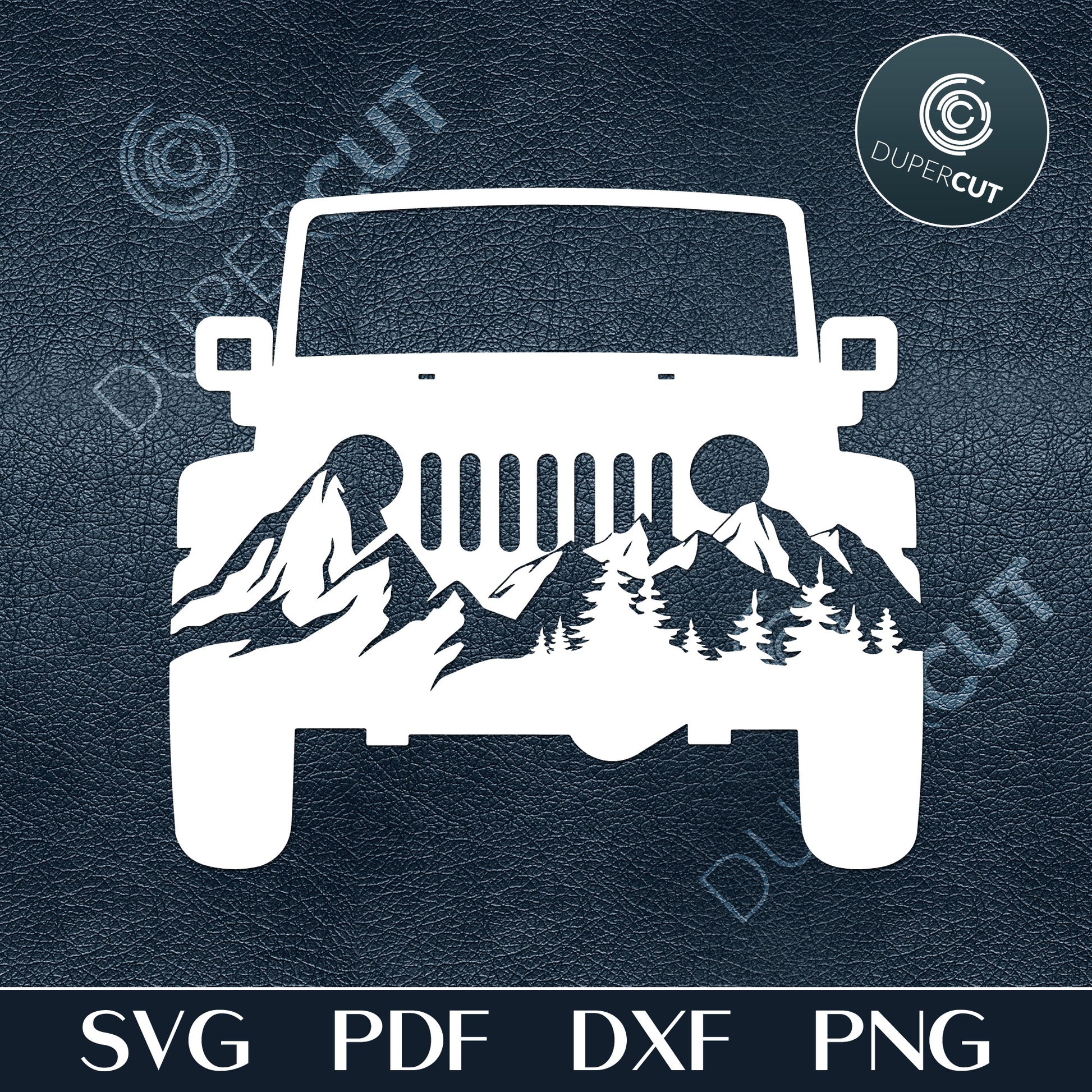 JEEP FRONT MOUNTAINS - SVG / PDF / DXF / PNG – DuperCut jeep-front-mountains-svg-pdf-dxf-png-dupercut