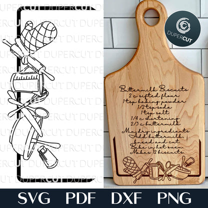 Decorative border for personalized recipe boards - kitchen frame for engraving SVG, PDF, DXF vector files pattern for Glowforge and laser machines by DuperCut