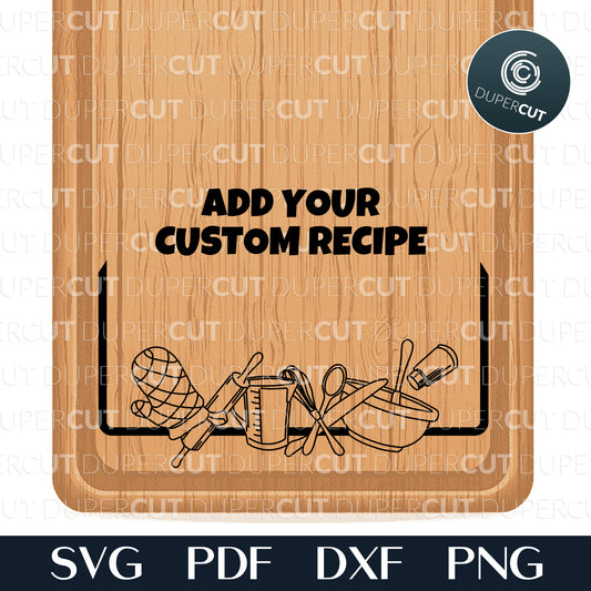 Decorative border for personalized recipe boards - kitchen frame for engraving SVG, PDF, DXF vector files pattern for Glowforge and laser machines by DuperCut