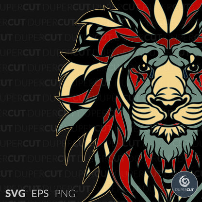 Decorative symmetrical lion  - EPS, SVG, PNG files. Vector Colour illustration for print on demand, sublimation, custom t-shirts, hoodies, tumblers.