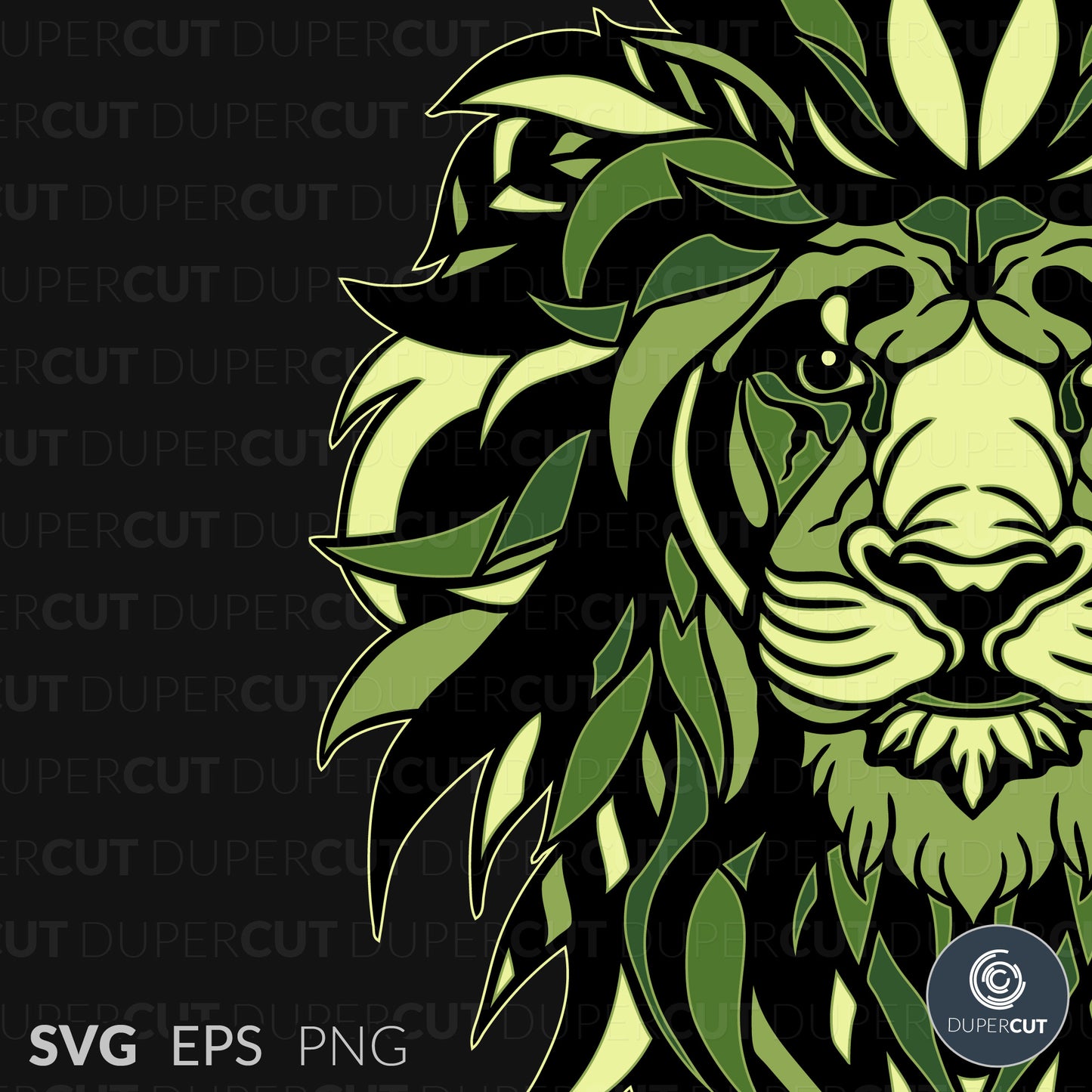 Symmetrical decorative lion tiger - EPS, SVG, PNG files. Vector Colour illustration for print on demand, sublimation, custom t-shirts, hoodies, tumblers.