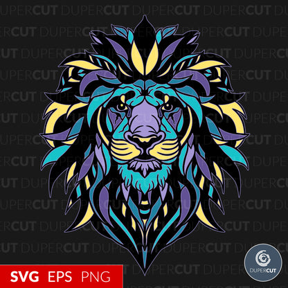 Lion - EPS, SVG, PNG files. Vector Colour illustration for print on demand, sublimation, custom t-shirts, hoodies, tumblers.