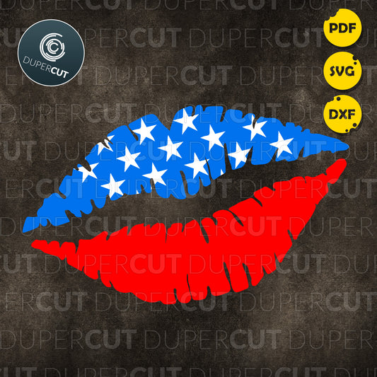 SVG PNG files - Print on demand - USA lips kiss