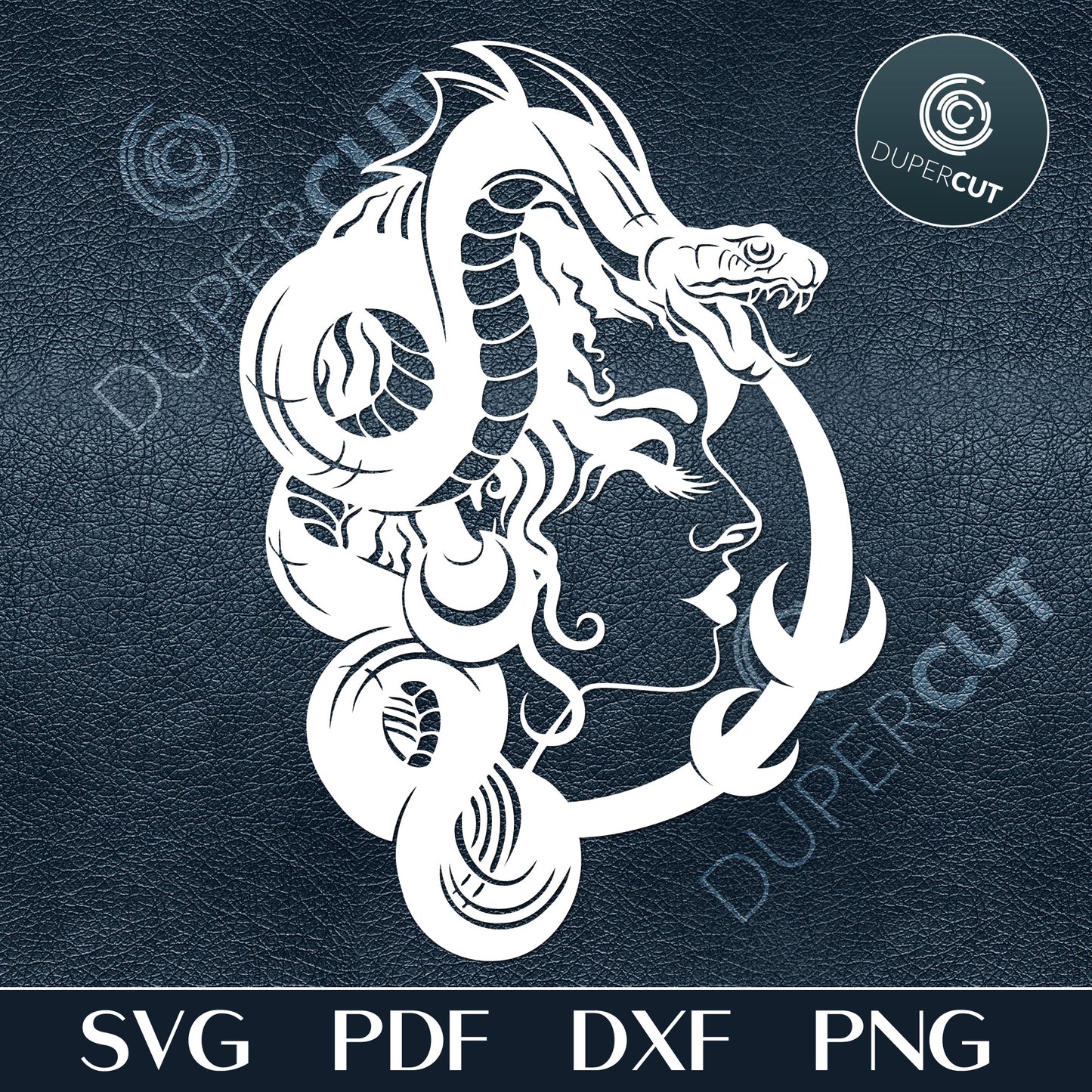 Woman with snake on head. Tatto steampunk design. SVG PNG DXF files Paper cutting template for personal or commercial use. Vinyl template cutting files for Cricut, Glowforge, Silhouette, CNC