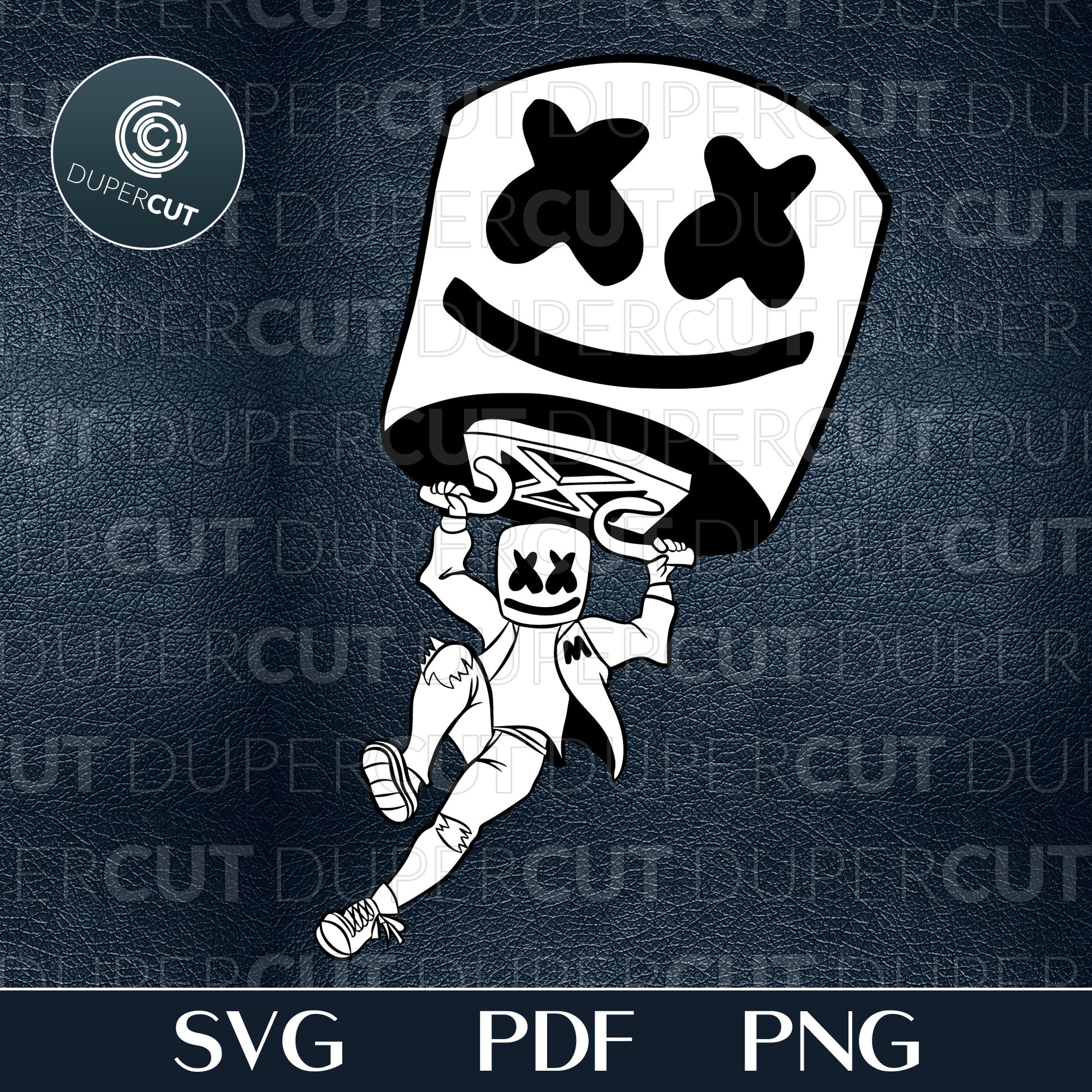 Marshmello DJ with parachute Illustration, fan art custom design. Printable SVG PNG files. For Birthday party, crafting, print and cut.