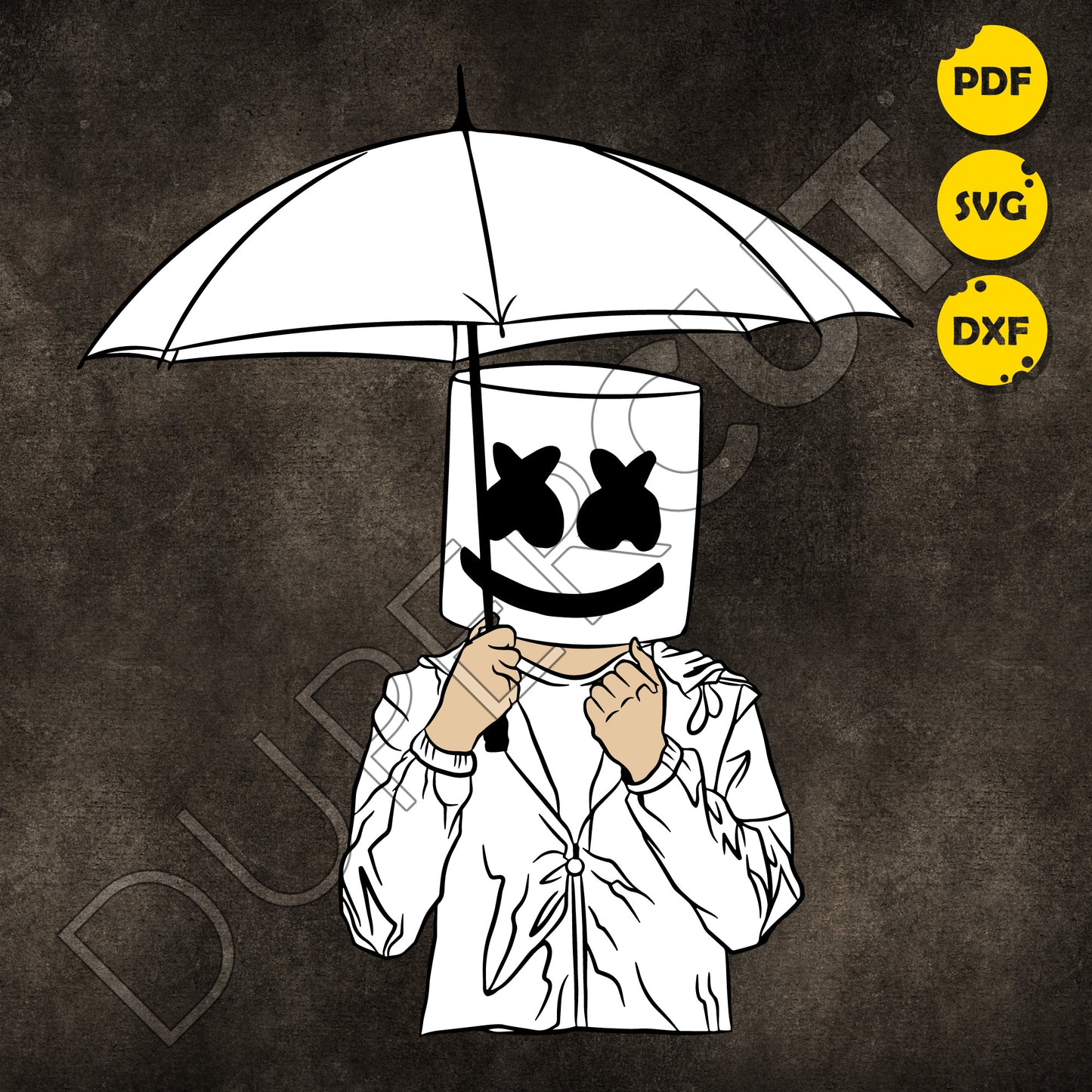 Marshmello DJ Illustration, fan art custom design. Printable SVG PNG files. For Birthday party, crafting, print and cut.