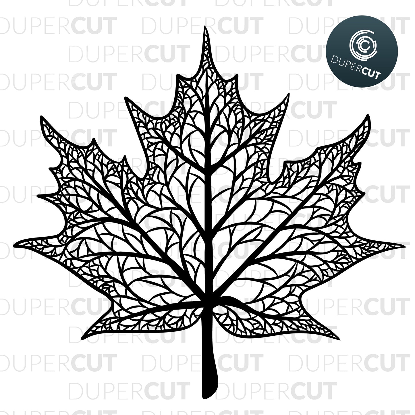 Maple leaf complex design for personal or commercial use. SVG PNG DXF files Paper cutting template for personal or commercial use. Vinyl template cutting files for Cricut, Glowforge, Silhouette, CNC