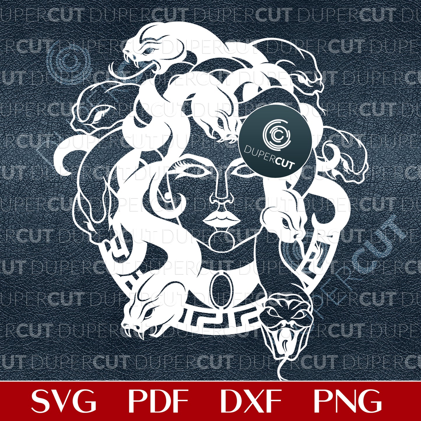 Medusa Gorgon by DuperCut - tattoo style gothic design SVG PDF PNG vector cutting files for Glowforge, Cricut, Silhouette Cameo, CNC Plasma laser machines