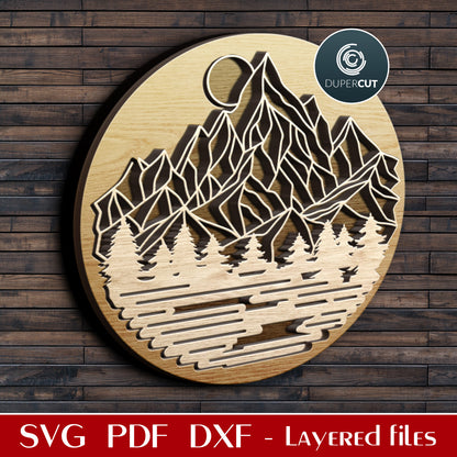 Wilderness nature mountains sign - SVG DXF vector layered cutting files for Glowforge, Cricut, Silhouette Cameo, CNC plasma machnes, scroll saw by www.DuperCut.com