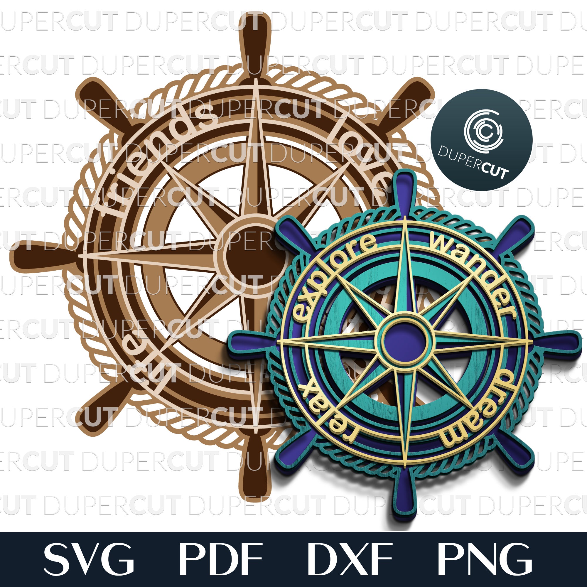 SHIP WHEEL COMPASS SIGN - SVG / PDF / DXF – DuperCut
