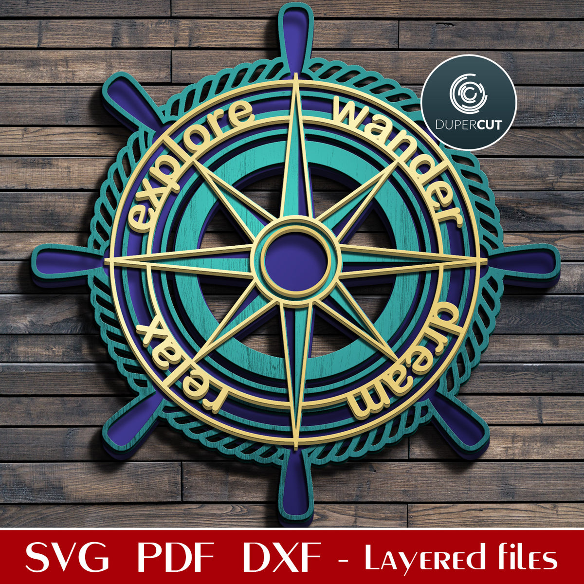 Compass Cut File SHIP WHEEL COMPASS SIGN - SVG / PDF / DXF – DuperCut