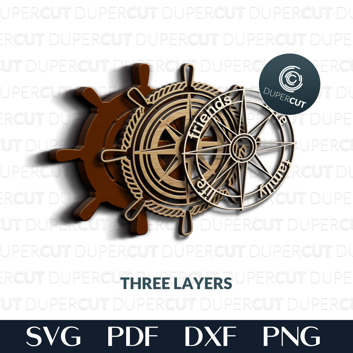 SHIP WHEEL COMPASS SIGN - SVG / PDF / DXF – DuperCut