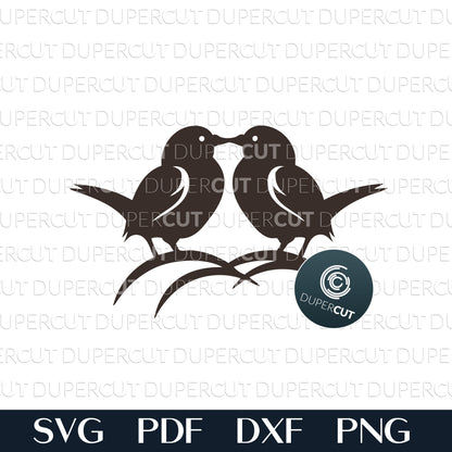 Love Birds couple layered template. SVG PDF DXF files for laser cutting, engraving, Cricut, Silhouette Cameo, Glowforge, CNC Plasma machines by DuperCut