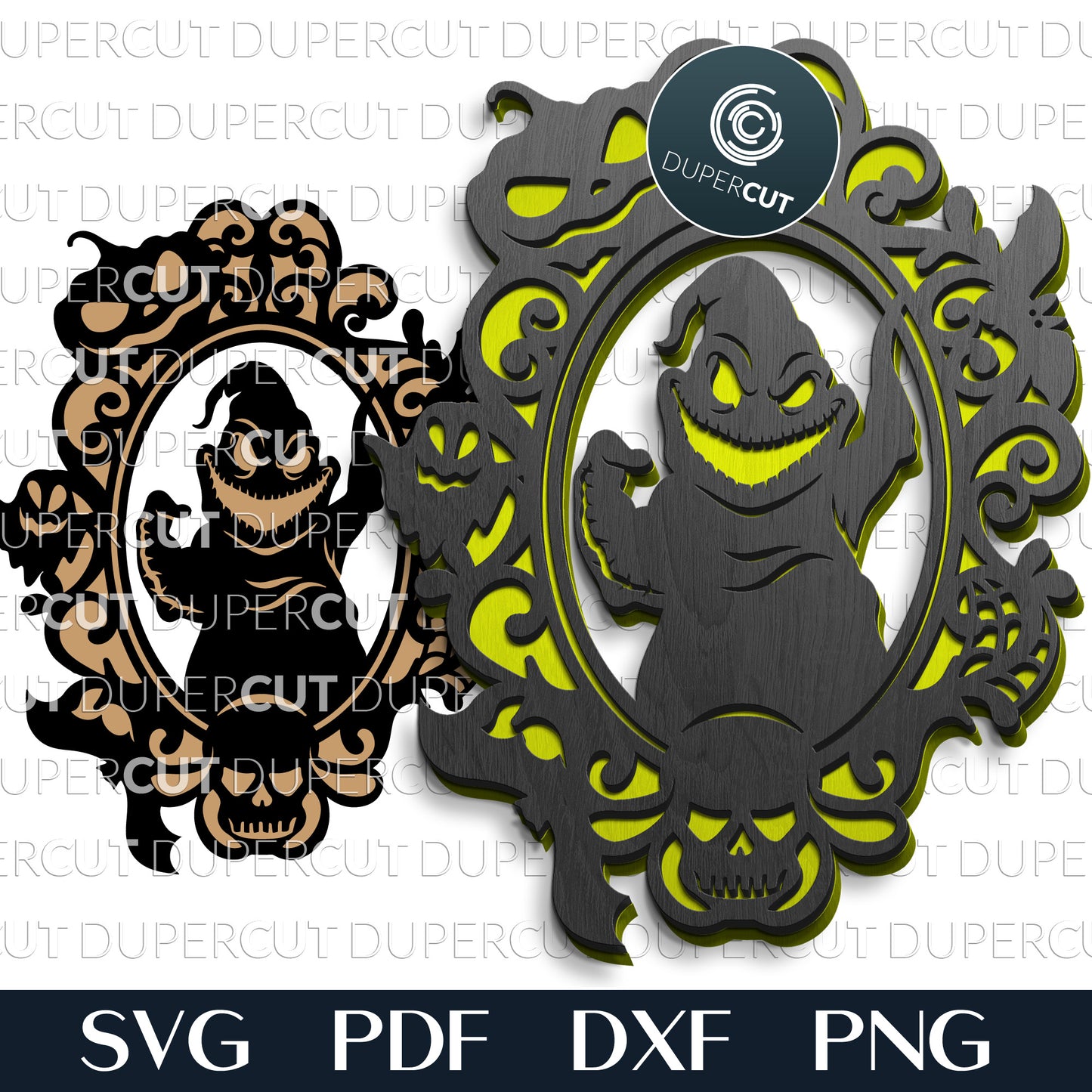 Halloween door hanger layered designs for laser cutting machines. SVG PDF DXF vector files for Glowforge, Cricut, Silhouette, CNC plasma machines