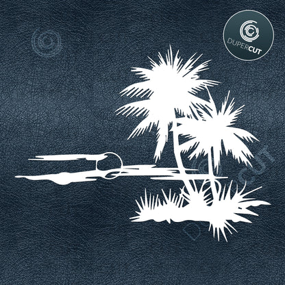 Palm trees beach - Free SVG DXF JPEG files for CNC machines, laser cutting, Cricut, Silhouette Cameo, Glowforge engraving