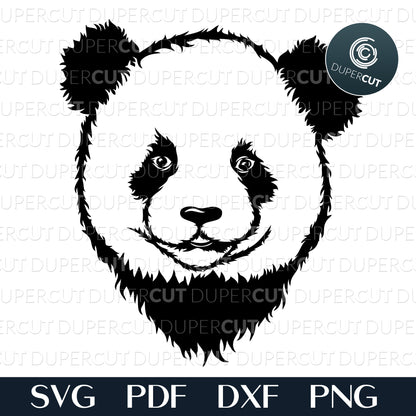 Panda head cutting files  - SVG DXF PNG files for CNC machines, laser cutting, Cricut, Silhouette Cameo, Glowforge engraving