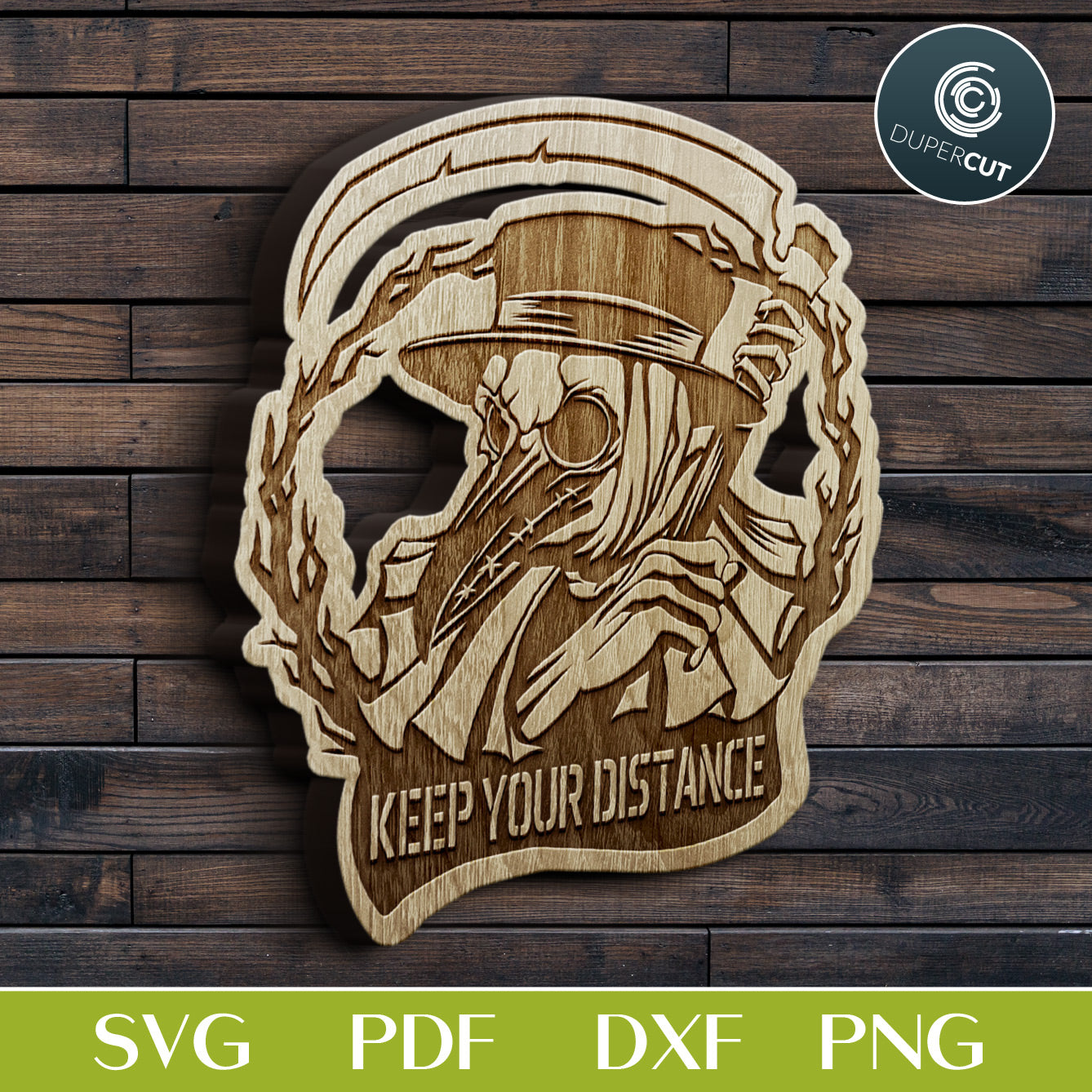 Plague doctor sign with scythe, black custom covid sign - SVG DXF PDF files for laser engraving Glowforge, CNC machines
