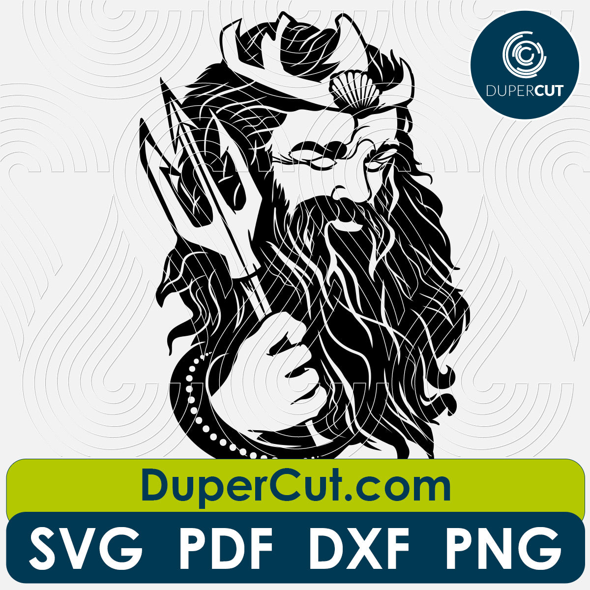 Poseidon Naptune king - SVG DXF vector files for cutting and engraving by DuperCut.com