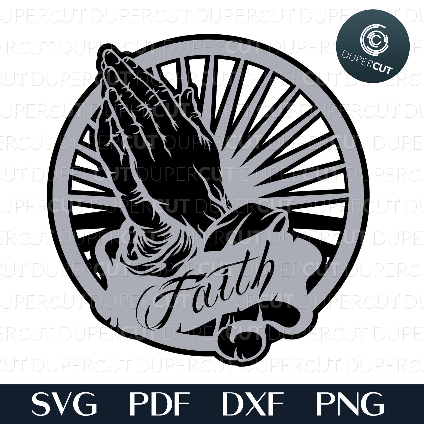 Praying hands DIY layered wood laser cutting template - SVG DXF PNG files for Cricut, Glowforge, Silhouette Cameo, CNC Machines