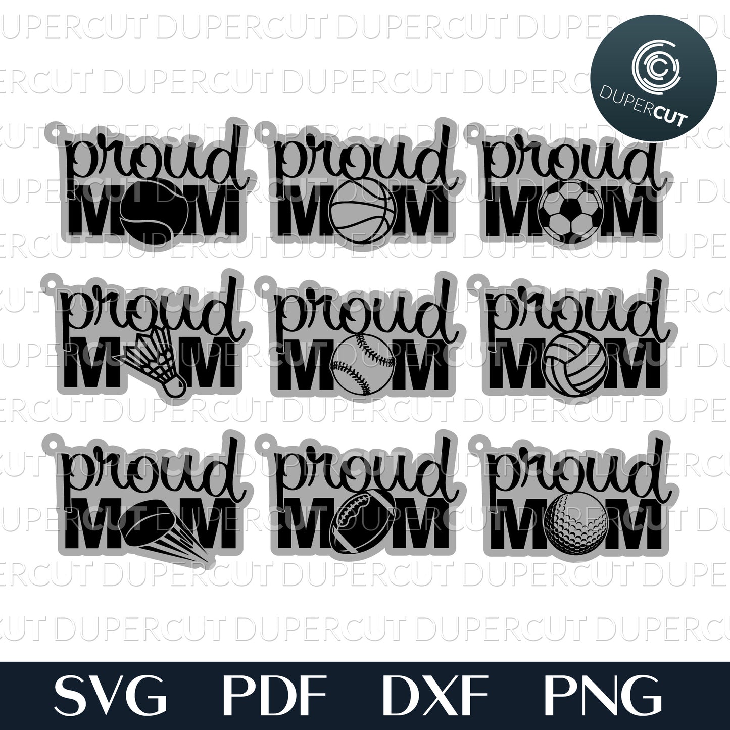 Proud mom bundle layered design , diy keychains - SVG PDF DXF files for laser cutting machines, cricut, silhouette cameo, glowforge