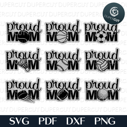 Dual layer files Proud mom bundle layered designs - SVG PDF DXF files for laser cutting machines, cricut, silhouette cameo, glowforge