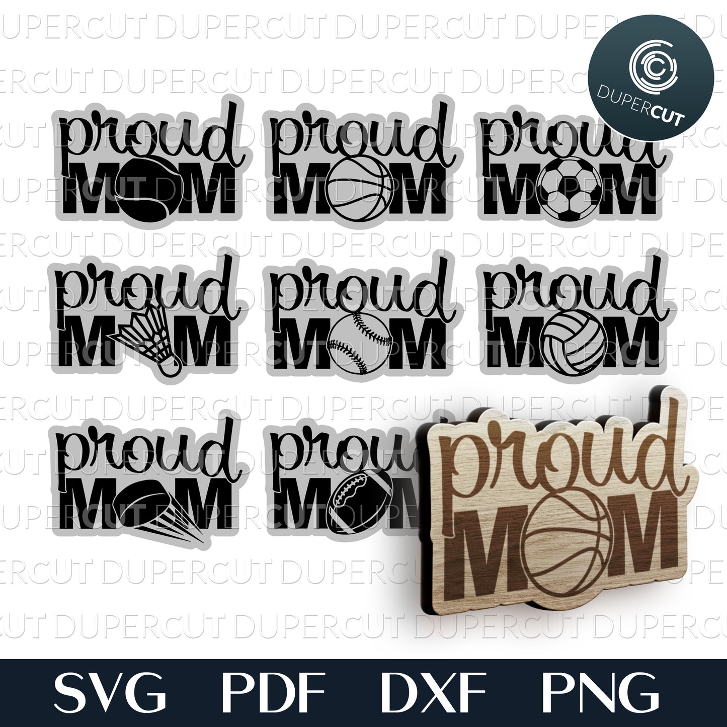 Proud mom bundle layered design , diy keychains - SVG PDF DXF files for laser cutting machines, cricut, silhouette cameo, glowforge