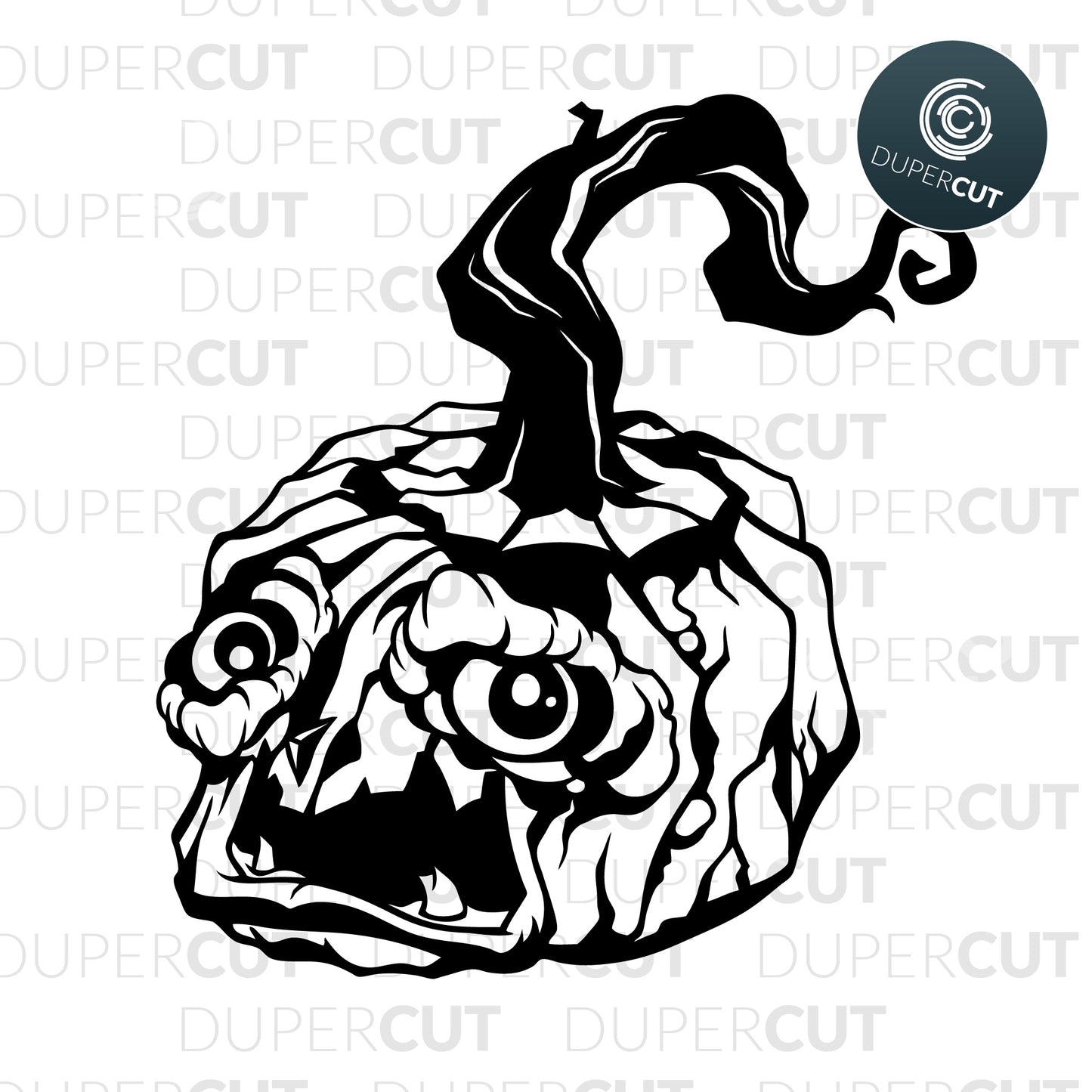 SVG PNG DXF halloween pumpkin scary face - paper cutting template, print on demand files, for Cricut, Grlowforge, Silhouette