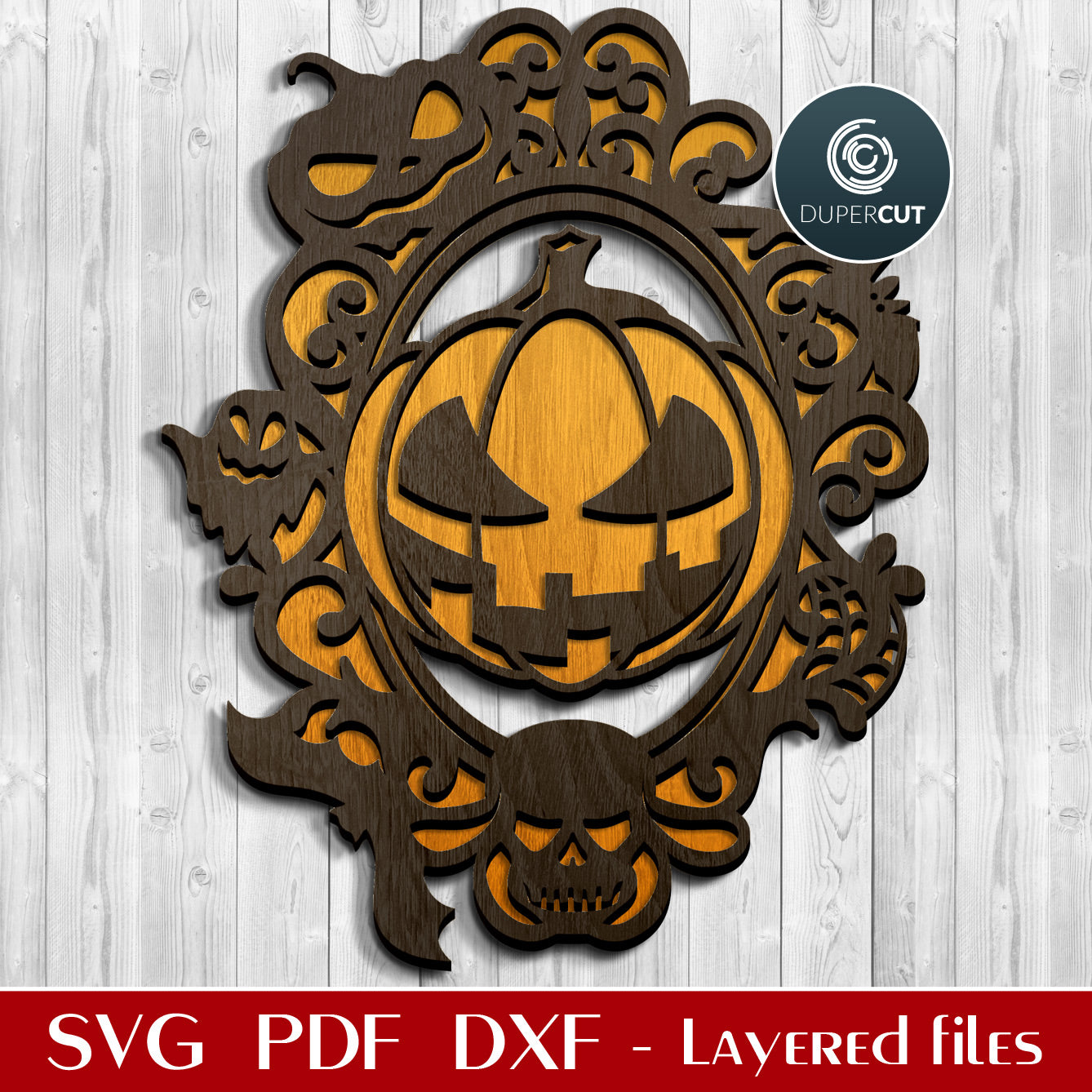 Halloween DIY wall decoration - SVG DXF PNG layered cutting files for Glowforge, Cricut, Silhouette Cameo, CNC plasma laser machines by DuperCut