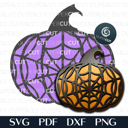 Halloween pumpkin spider web pattern SVG PNG DXF layered cutting files for Cricut, Glowforge, Silhouette, laser and digital cutting machines by DuperCut
