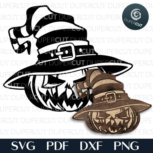 Halloween pumpkin dual-layer cutting files - SVG PDF DXF vector template for laser machines, Glowforge, Cricut, Silhouette, CNC Plasma