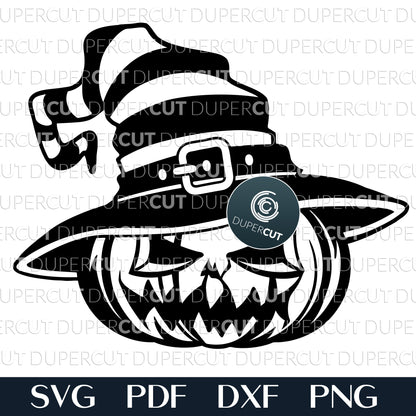 Halloween pumpkin cutting file for vinyl, paper, car decals - SVG PDF DXF vector template for laser machines, Glowforge, Cricut, Silhouette, CNC Plasma